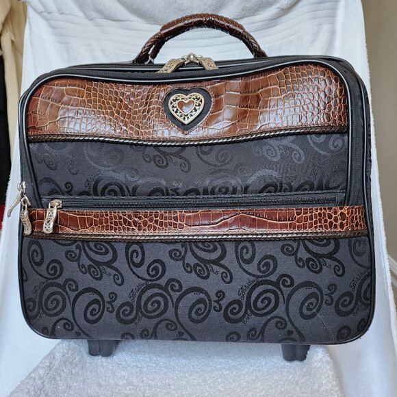 Brighton Black Rolling Carry-on Luggage / Computer Suitcase - Picture 2 of 15